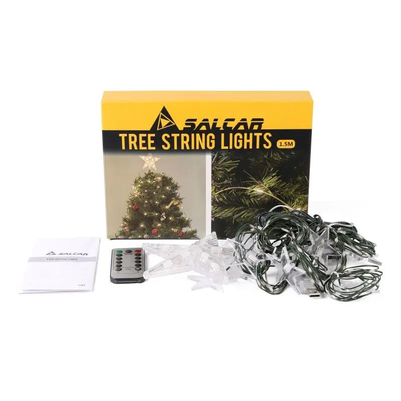 Salcar 1,5 m LED Lichterkette für Weihnachtsbaum, 120 LEDs, mit Fernbedienung, USB-betrieben Salcar