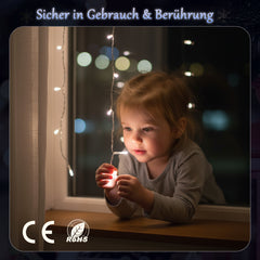 Salcar LED Eisregen Fenster Lichtervorhang – Kaltweiß, 8 Modi, Timer & Memory, IP44 Wasserdicht – Für Innen & Außen, Weihnachtsbeleuchtung für Fenster, Balkon & Wand (2m/3m/6m)