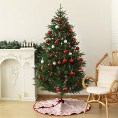 Salcar Double-Sided Embroidered Christmas Tree Skirt in Red and White – Double-Sided Christmas Tree Skirt with Reindeer &amp; Snowflake Motif