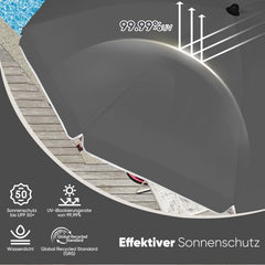 Sekey Sonnenschirm Ø160 cm rund – Strand- & Balkonschirm mit Neigungswinkel & Höhenverstellung, inkl. Schutzhülle, 140 g/m² Polyester, für Garten, Terrasse & Strand