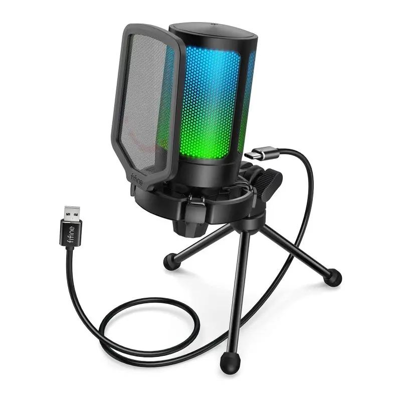Fifine USB Kondensator Mikrofon mit Ständer und Stummschalttaste, A6V Sekey