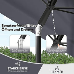 Sekey Rechteckiger Balkon-Sonnenschirm 200x125 cm – UPF50+, 4 Farben (Apfelgrün, Weiß, Dunkelgrau, Beige) + Schutzhülle
