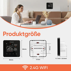 SALCAR Smart WiFi Thermostat – Programmable room thermostat for water-based underfloor heating with LCD display, compatible with Alexa &amp; Google Home