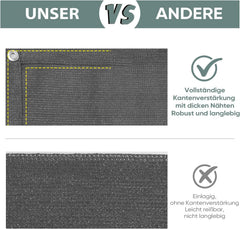 Sekey Balkon Sichtschutz HDPE 220 g/m² – Leicht Transparent, Wetterfest, UV- & Windschutz mit Ösen & Nylon Kabelbinder, Taupe