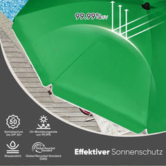 Sekey Sonnenschirm Ø160 cm rund – Strand- & Balkonschirm mit Neigungswinkel & Höhenverstellung, inkl. Schutzhülle, 140 g/m² Polyester, für Garten, Terrasse & Strand