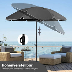 Sekey Sonnenschirm Ø180 cm mit UPF50+ – windstabiler Strand- & Balkonschirm mit Neigefunktion, wasserdicht, inkl. Schutzhülle, GRS-recycelter Bezug
