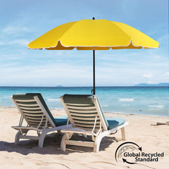 Sekey Sonnenschirm Ø180 cm mit UPF50+ – windstabiler Strand- & Balkonschirm mit Neigefunktion, wasserdicht, inkl. Schutzhülle, GRS-recycelter Bezug