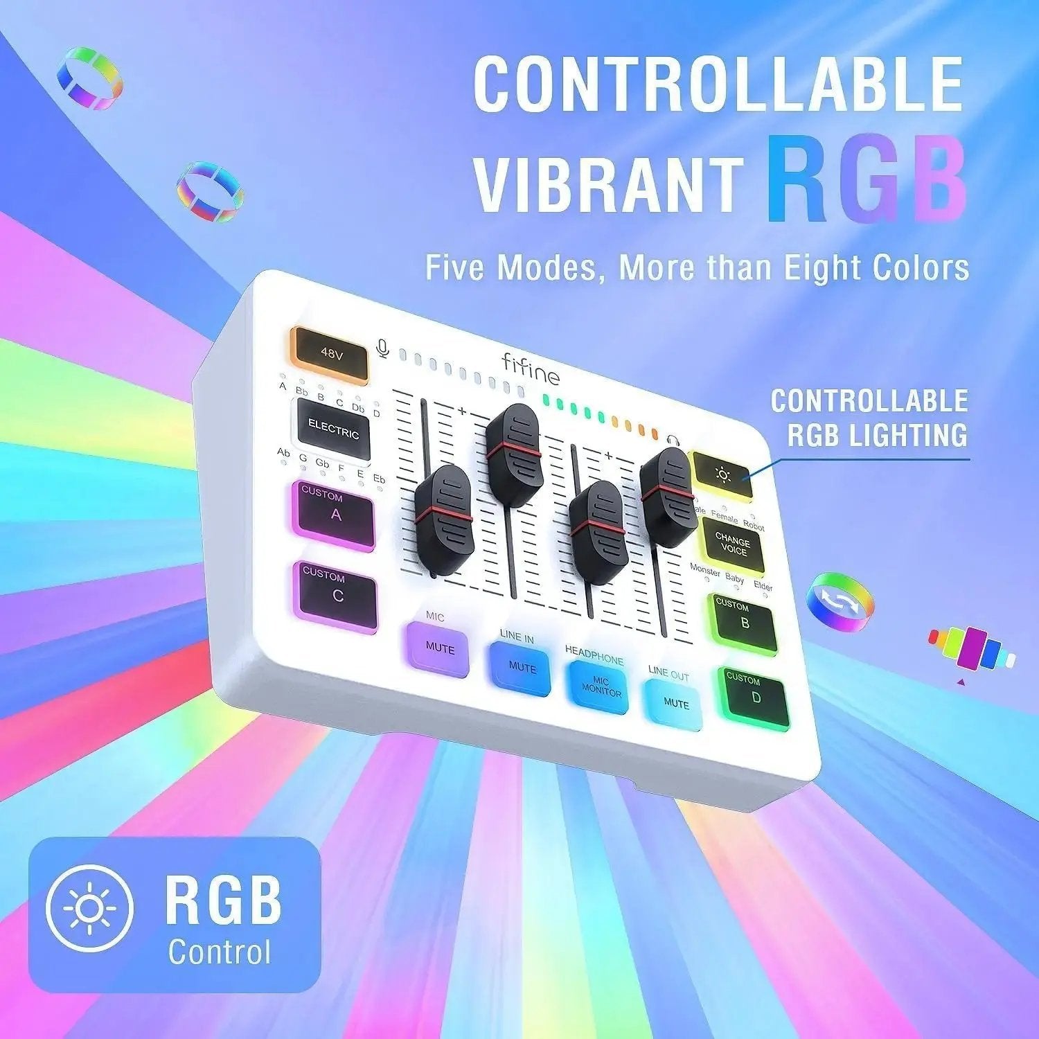 Fifine XLR Gaming Audio Mixer, individuelle Steuerung Sekey