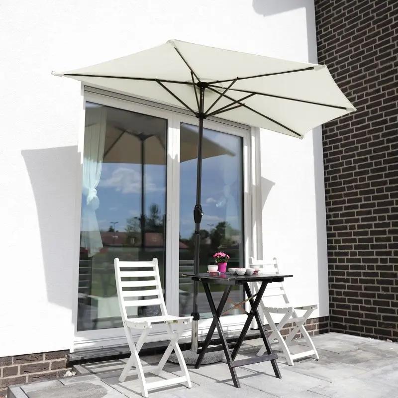 Sekey 270 cm Halbrund Sonnenschirm mit Kurbel, Sonnenschutz UV50+ Sekey