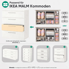 Sekey Aufbewahrungsboxen Set 6er Set aus Vliesstoff – Faltbare Stoffboxen Organizer für Schubladen & Regale, Hellgrau, Größenmix S für Kleidung, Unterwäsche & Accessoires