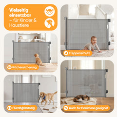 Sekey Ausziehbares Treppenschutzgitter 0–200 cm – TÜV-zertifiziertes Baby- & Haustiergitter, 97 cm hoch, ohne Bohren, für Treppe, Tür & breite Durchgänge