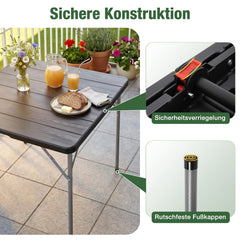 Sekey 5-tlg. Gartengarnitur für 4 Personen, Klappbarer Gartentisch mit 4 Klappstühlen, Wetterfeste Gartenmöbel, Platzsparendes Balkonmöbel-Set für Terrasse, Balkon & Garten, Schwarz