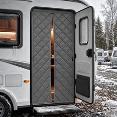 Sekey Thermo Türvorhang mit Magnetverschluss, Baumwoll-Polyester Türvorhang, Wärmeschutz & Energiesparvorhang, Zugluftstopper, Klettverschluss ohne Bohren, für Winter