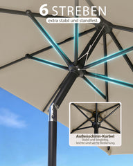 Sekey Sonnenschirm Rechteck 210x140 cm mit Kurbel & Auto-Neigung – stabiler Balkon Sonnenschirm 38 mm Stahlrohr, UV-Schutz Marktschirm für Garten & Terrasse