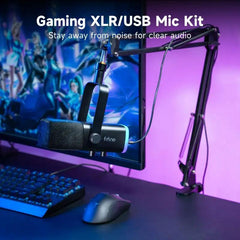 Fifine USB / XLR Dynamisches Mikrofon mit Arm, Stummschalttaste und Kopfhörerbuchse Sekey