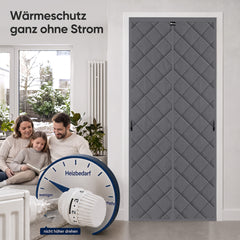 Sekey Thermo Türvorhang mit Magnetverschluss, Baumwoll-Polyester Türvorhang, Wärmeschutz & Energiesparvorhang, Zugluftstopper, Klettverschluss ohne Bohren, für Winter