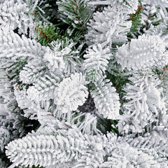 Artificial Christmas tree with snow and LED lighting – Realistic fir tree with metal stand, 180 cm / 210 cm, warm white light