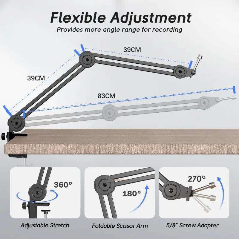 Fifine 2 kg Mikrofon Arm mit Mikrofonclip, 3/8" bis 5/8" Adapter, BM63 Sekey