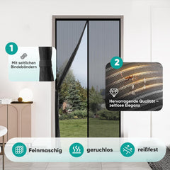 Sekey Magnetisches Fliegengitter für Balkontür – Ohne Bohren, Katzensicher & Reißfest, Insektenschutz mit Klettverschluss & Extra Breitem Klebeband Sekey
