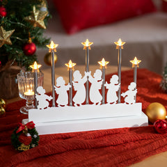 SALCAR LED Light Arch with 7 Stars &amp; 6 Angels – Warm White Light, Battery Operated with Timer – Christmas Decoration for Table &amp; Window, approx. 32 cm