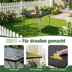 Sekey 5-tlg. Gartengarnitur für 4 Personen, Klappbarer Gartentisch mit 4 Klappstühlen, Wetterfeste Gartenmöbel, Platzsparendes Balkonmöbel-Set für Terrasse, Balkon & Garten, Schwarz