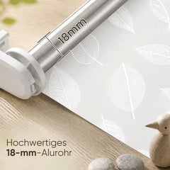 Sekey Rollo Blatt Weiß – Seitenzugrollo mit dekorativem Muster, Klemmfix ohne Bohren, lichtdurchlässig, stufenlos verstellbar