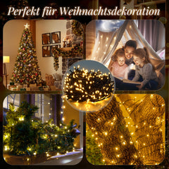SALCAR LED String Lights Outdoor – 10m/15m/20m, 150–300 LEDs, Waterproof, 9 Modes, Timer &amp; Memory, Stepless Dimming, 4 Color Temperatures (2800K–1800K), for Garden, Balcony, Party, Christmas Tree
