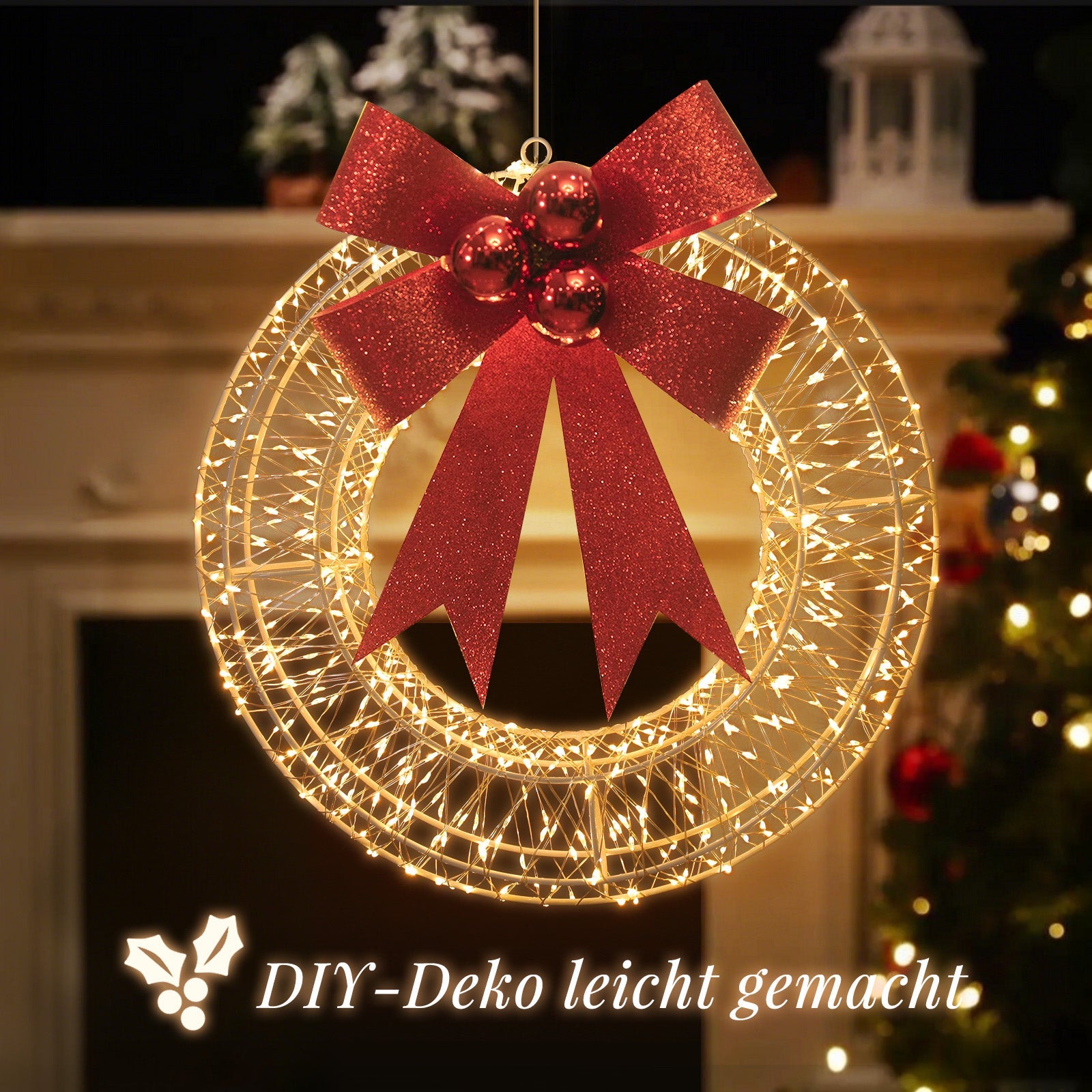 Salcar LED Lichtkranz Ø45 & Ø55 cm, 720 LEDs, Hängekranz, Weihnachtsdeko Fenster & Tür, 8 Modi, Timer & Memory, IP44 Wasserdicht, Innen & Außen, Warmweiß Salcar