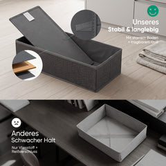 Sekey Schubladen-Organizer 12er Set – Faltbare Kleiderschrank Organizer aus Vliesstoff mit stabiler Bodenplatte, Aufbewahrungsboxen für Unterwäsche, Socken, Kleidung & Accessoires