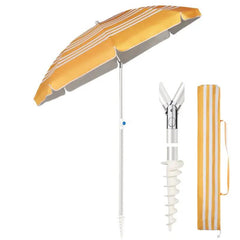 Sekey ∅ 180 cm Alu Strandschirm mit Schutzhülle und Bodenhülse, Sonnenschutz UV50+ Sekey