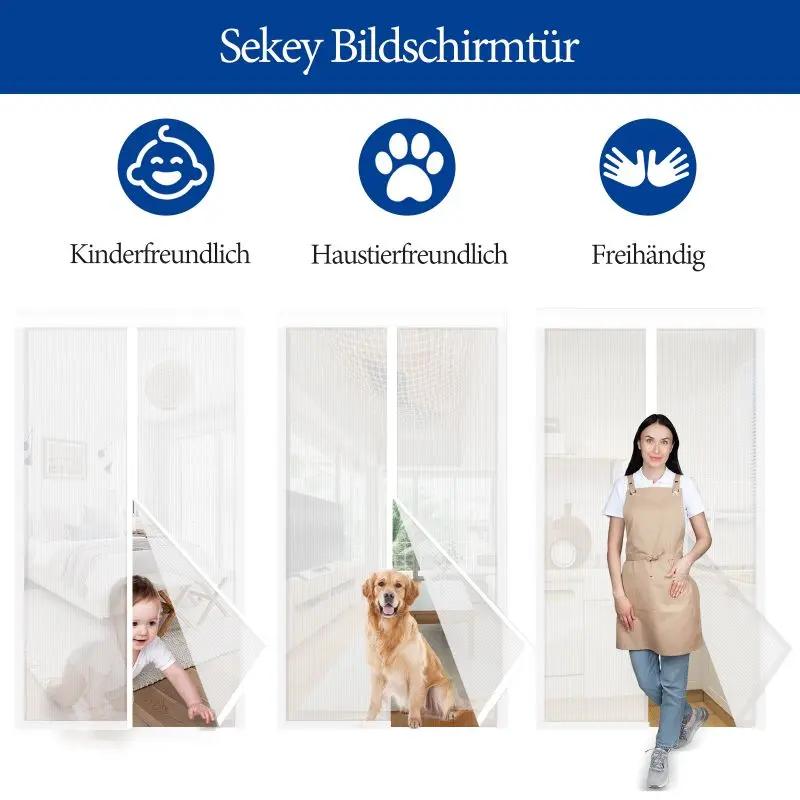 Sekey Kratzfest Magnet Fliegengitter Tür aus Polyester, Weiß Sekey