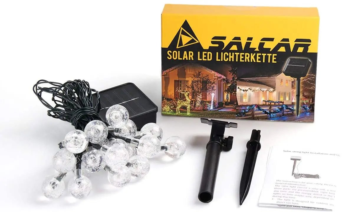 Salcar 5 m / 10 m LED Solar Kugel Lichterkette, 20 / 40 LEDs Salcar