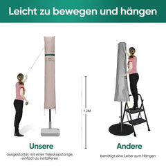 Sekey 190 x 30/50 cm Schutzhülle für 350 cm Sonnenschirm, aus Polyester-Gewebe Sekey
