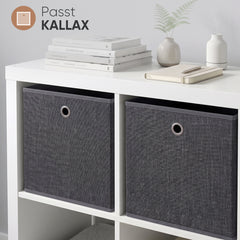 Sekey Aufbewahrungsboxen 6er Set 33 × 33 × 33 cm – Faltbare Stoffboxen mit Grifföse, stabile Ordnungsboxen für Kallax-Regale, Grau