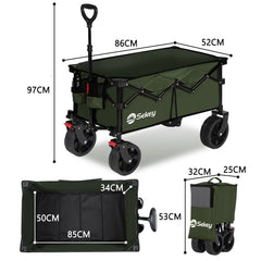 Sekey 4020 Faltbarer Bollerwagen 150kg mit Bremsen & Breitreifen – Robuster Handwagen für Gelände & Outdoor Sekey