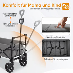 Sekey 150KG Foldable Wagon with Canopy, Children's Handcart, 5050 