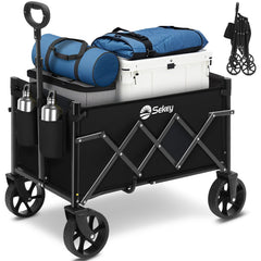 Sekey 4029 Klappbarer Bollerwagen mit Bremse – Platzsparender Handwagen für Ausflüge & Einkäufe Sekey