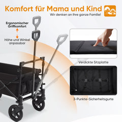 Sekey 150KG Foldable Wagon with Canopy, Children's Handcart, 5050 