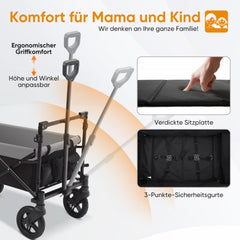 Sekey 150KG Foldable Wagon with Canopy, Children's Handcart, 5050 