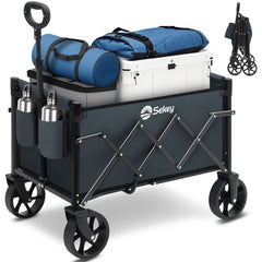 Sekey 4029 Klappbarer Bollerwagen mit Bremse – Platzsparender Handwagen für Ausflüge & Einkäufe Sekey