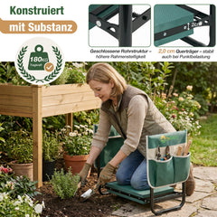 Sekey Height-Adjustable Kneeling Bench for Gardening, Load Capacity 160KG/180KG, Foldable Garden Stool with Tool Pockets, Knee Comfort for Gardening, Green