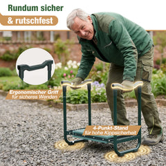 Sekey Height-Adjustable Kneeling Bench for Gardening, Load Capacity 160KG/180KG, Foldable Garden Stool with Tool Pockets, Knee Comfort for Gardening, Green