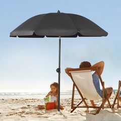 Sekey ∅ 160 cm beach umbrella with protective cover and ground sleeve, sun protection UV50+