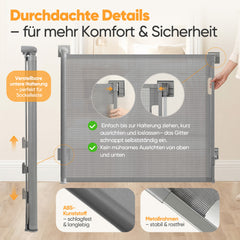 Sekey Ausziehbares Treppenschutzgitter 0–200 cm – TÜV-zertifiziertes Baby- & Haustiergitter, 97 cm hoch, ohne Bohren, für Treppe, Tür & breite Durchgänge
