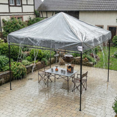 Sekey Faltpavillon 3x3 m mit 4 Seitenteilen & transparentem EVA-Regenschutz – Wasserdichter Gartenpavillon, Pop-Up Partyzelt mit 420D Oxford-Gewebe & UPF 50+