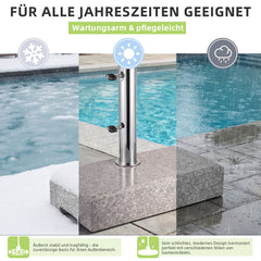 Sunula Granit Sonnenschirmständer 25 kg für Balkon & Garten, Edelstahlrohr, für Schirmstangen 22–38 mm, halbe Terrassenplatte 45×22,5 cm, witterungsbeständig