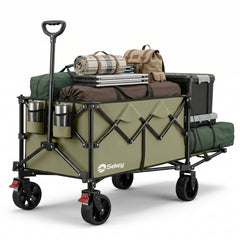 Sekey Bollerwagen faltbar bis 150 kg, 160–240 L Handwagen mit erweiterbarer Heckklappe, faltbarer Transportwagen mit 360° Rädern & Bremse, 600D Oxford-Stoff, für Garten, Camping & Hund, 3027
