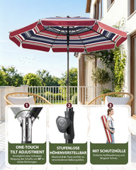 Sunula Sonnenschirm 180 cm, Balkonschirm mit Schutzhülle, höhenverstellbar & knickbar, UPF 50+ UV-Schutz, Gartenschirm mit Metallmast für Balkon, Terrasse & Garten
