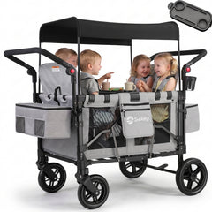 Sekey Kinder-Bollerwagen 7070, faltbar, mit Zwillingsmodus Face-to-Face & Back-to-Back, 80 kg Tragkraft, 5-Punkt-Gurt, 4-Rad-Federung, Sonnendach, Kühltasche & Getränkehalter  Produktbeschreibung
