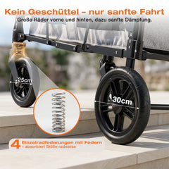 Sekey Kinder-Bollerwagen 7070, faltbar, mit Zwillingsmodus Face-to-Face & Back-to-Back, 80 kg Tragkraft, 5-Punkt-Gurt, 4-Rad-Federung, Sonnendach, Kühltasche & Getränkehalter  Produktbeschreibung